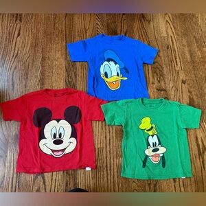 Bundle of Disney Kids Short Sleeve Tees - Mickey, Donald, Goofy - Size 3t